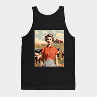 Vintage Farm Girl Pin Up Collage - Retro Chic Art Print Tank Top